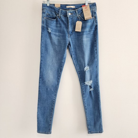 NWT Levi's 711 Skinny Jeans Mid Rise 29 Blue Y2K - Picture 1 of 6